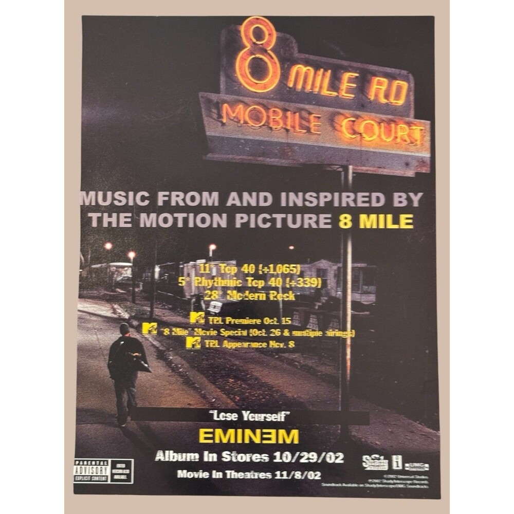 EMINEM 8 MILE Promo Trade Ad – Original RAP Music Advert 8.5 x 11